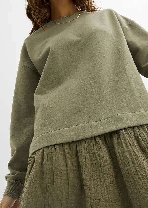 Abito in felpa con gonna in tessuto, bonprix