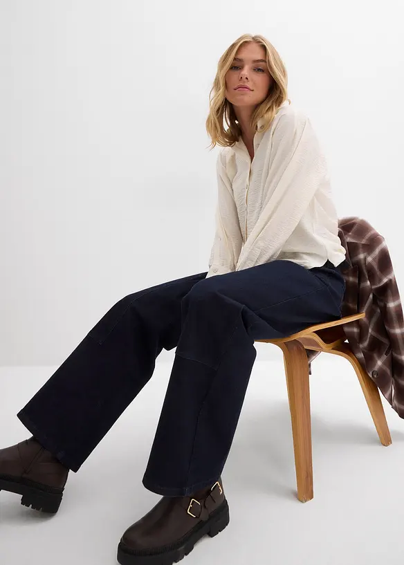 Jeans wide leg, vita media, bonprix