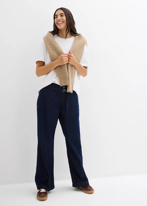Jeans wide leg con cintura, vita media, bonprix