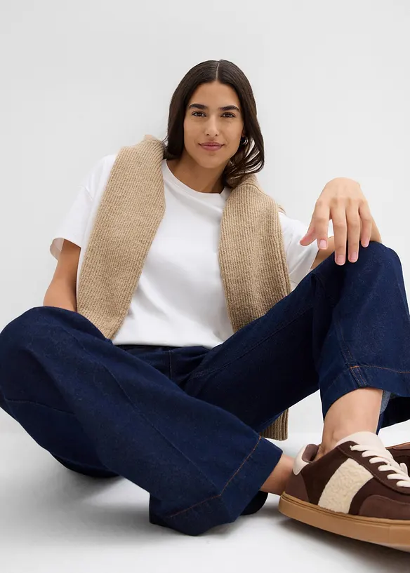 Jeans wide leg con cintura, vita media, bonprix