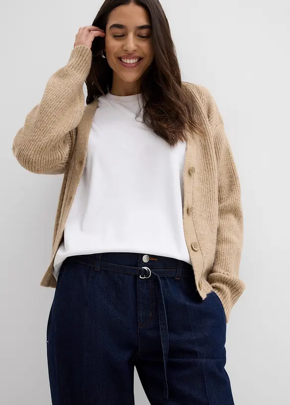 Jeans wide leg con cintura, vita media, bonprix