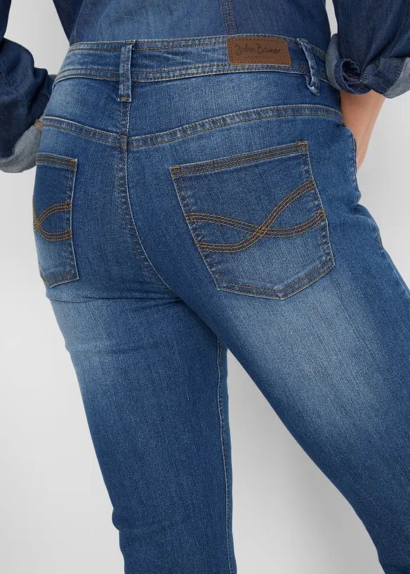 Jeans cropped slim fit, a vita media, bonprix