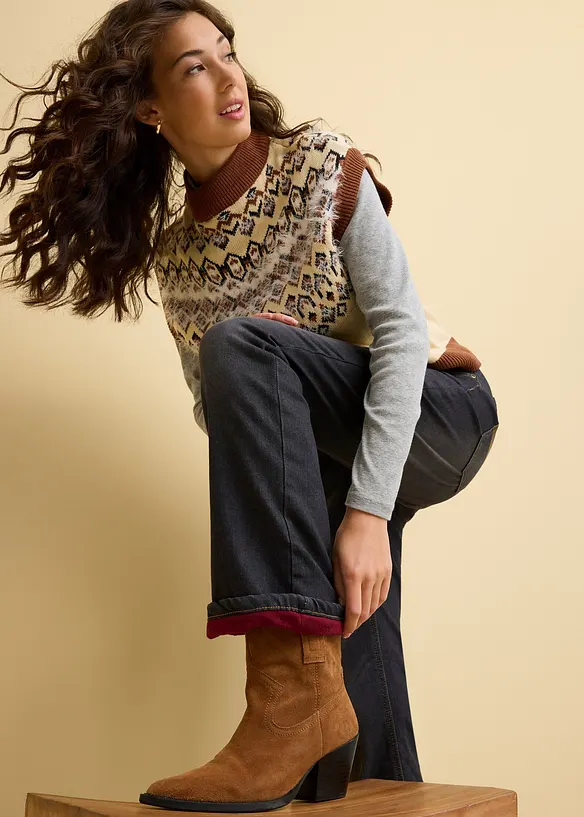 Jeans bootcut termici, vita alta, bonprix