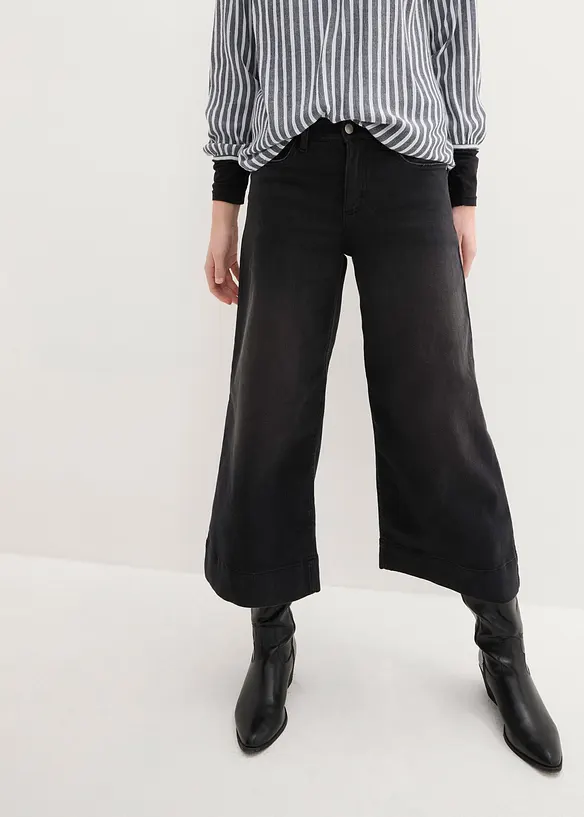 Jeans culotte cropped elasticizzati ultra morbidi, bonprix