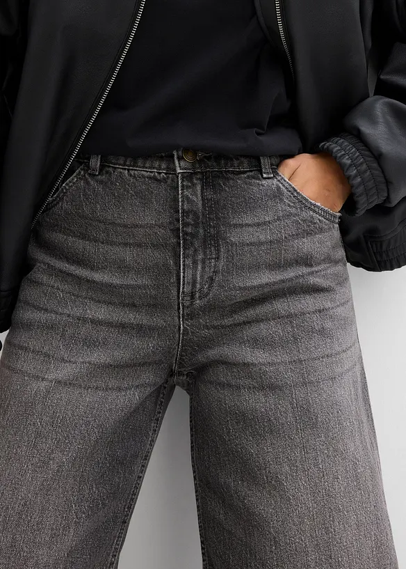 Jeans wide leg, vita media, bonprix