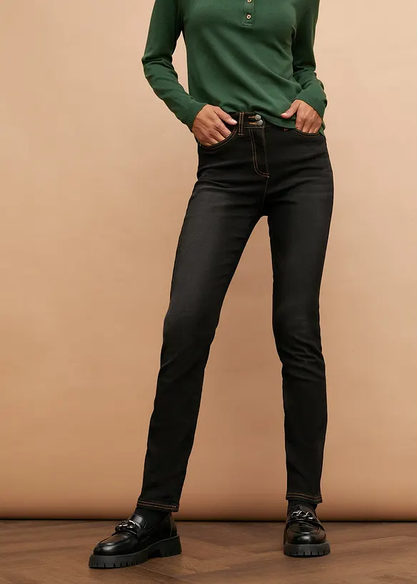 Jeans termici a gamba dritta con girovita comodo, vita media, bonprix