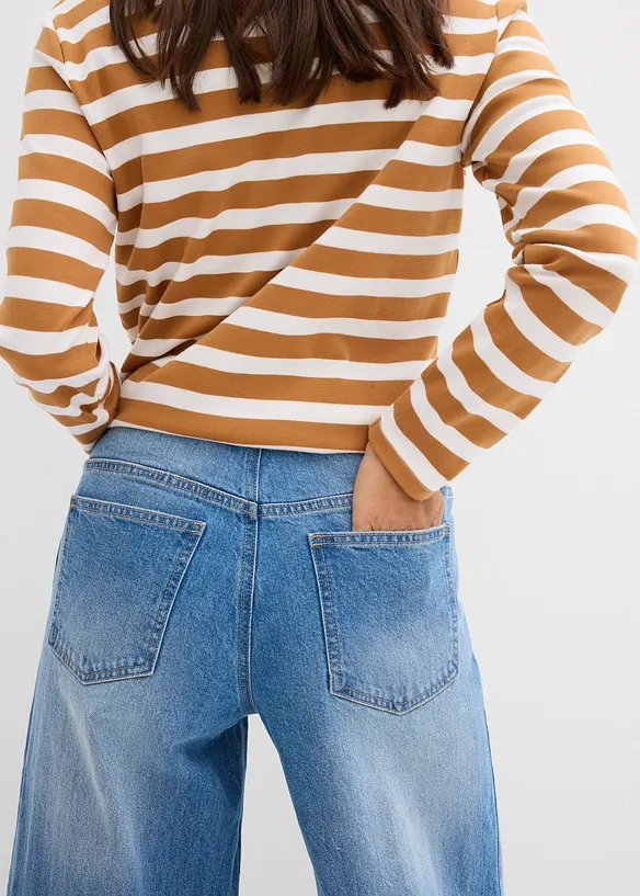 Jeans wide leg, vita media, bonprix