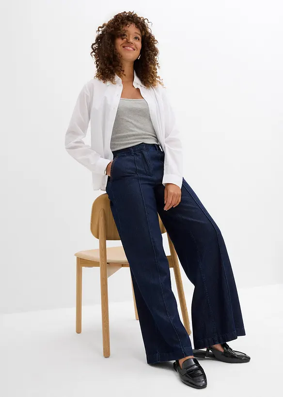 Jeans wide leg super soft, vita alta, bonprix