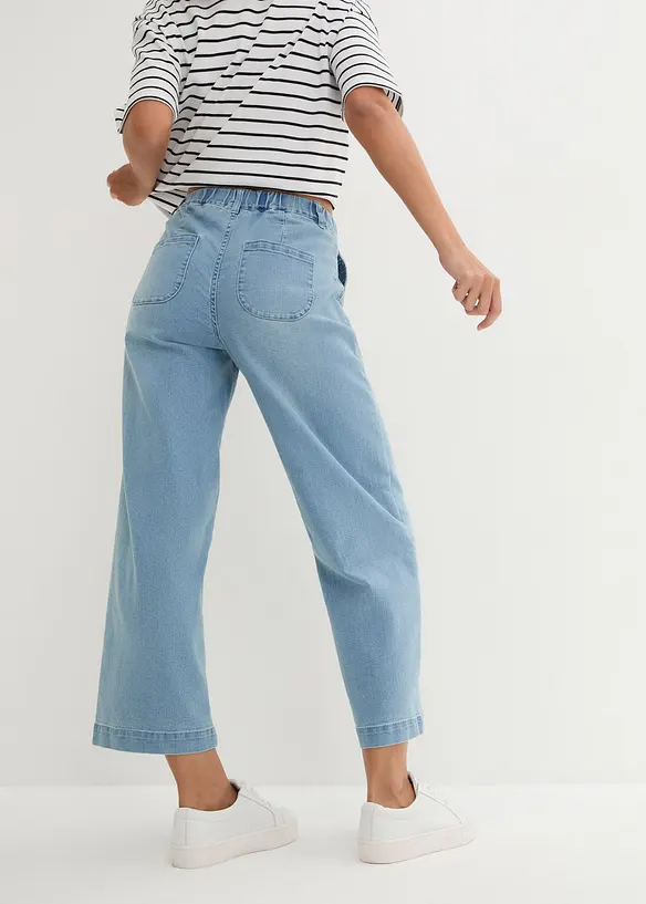 Jeans wide leg con girovita comodo, vita alta, bonprix
