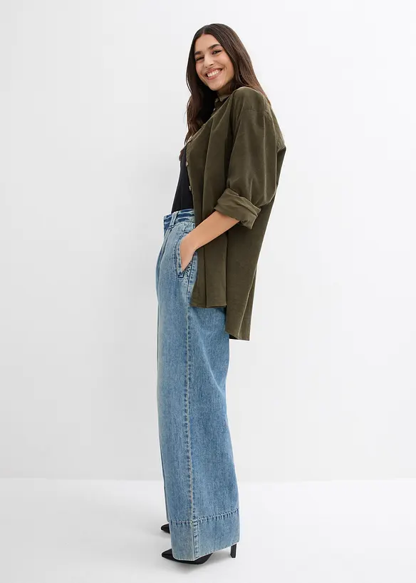Jeans wide leg, a vita alta, bonprix