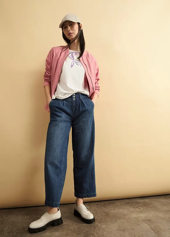 Jeans wide leg con girovita comodo, vita alta, bonprix