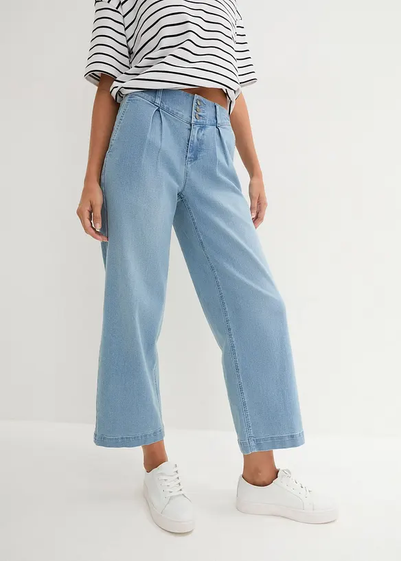 Jeans wide leg con girovita comodo, vita alta, bonprix