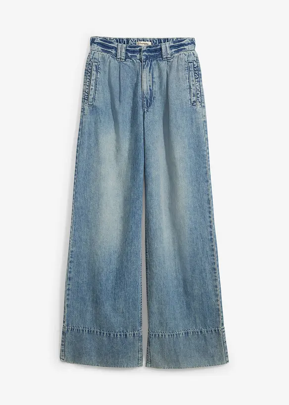 Jeans wide leg, a vita alta, bonprix