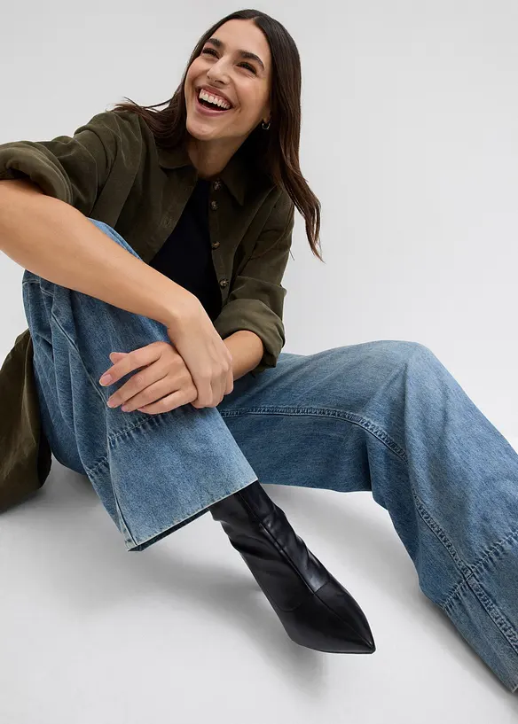 Jeans wide leg, a vita alta, bonprix