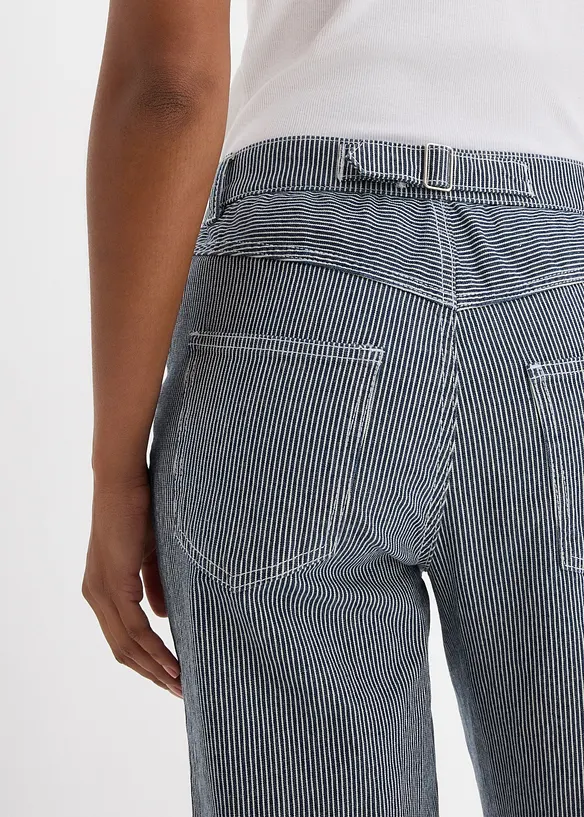 Jeans a righe loose straight, vita alta, bonprix