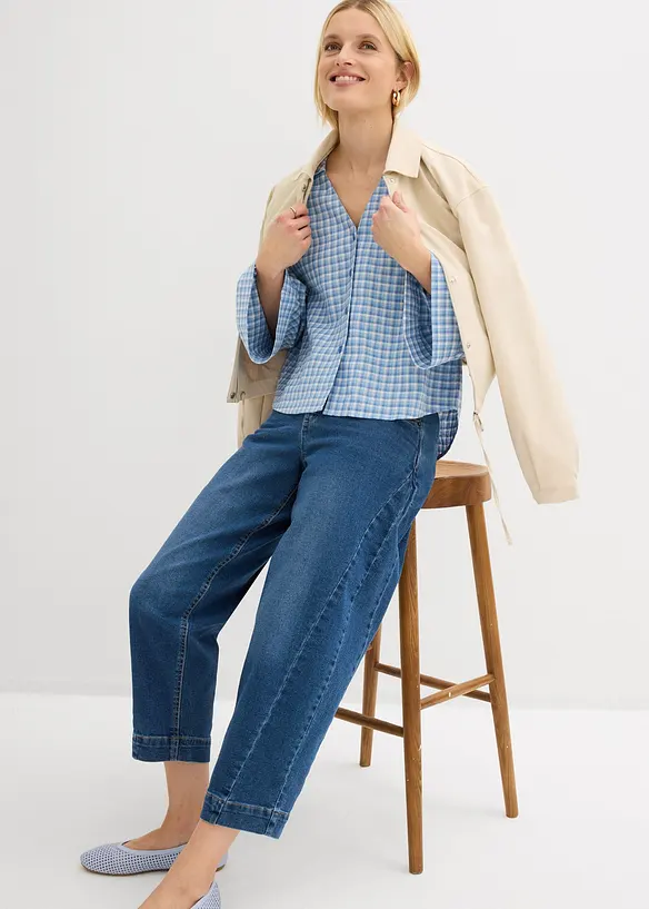 Jeans barrel cropped, vita media, bonprix