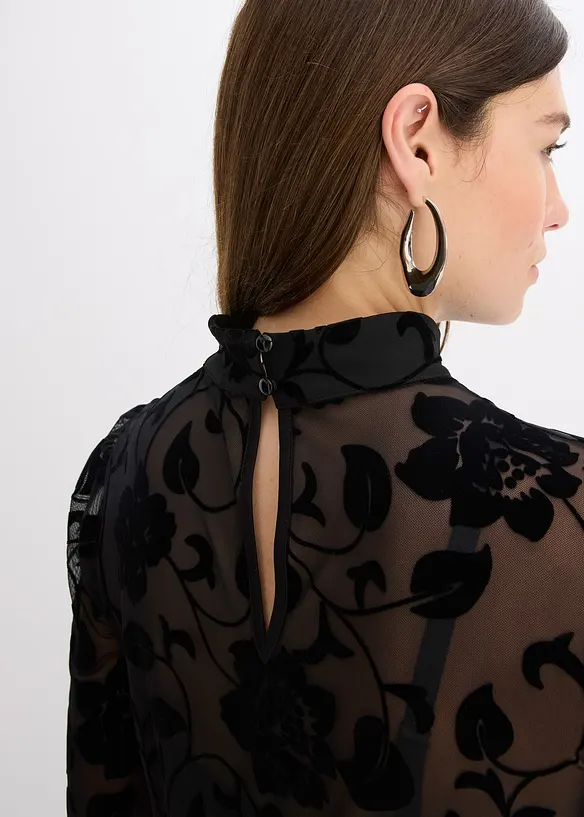 Maglia a maniche lunghe leggermente trasparente, bonprix