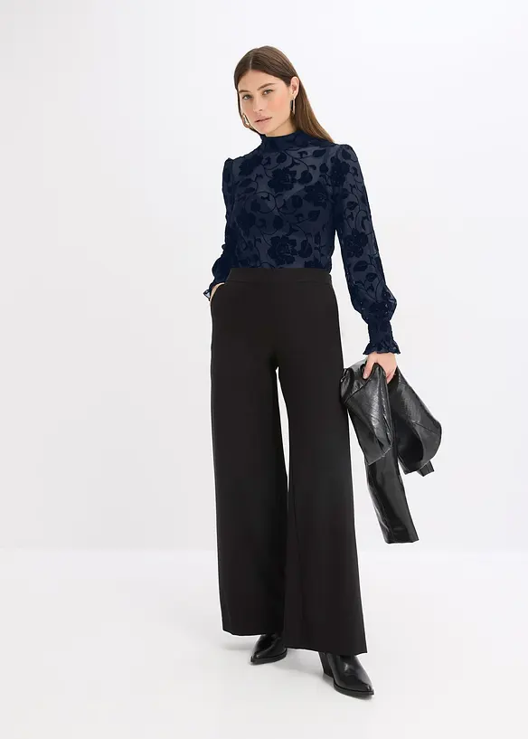 Maglia a maniche lunghe leggermente trasparente, bonprix