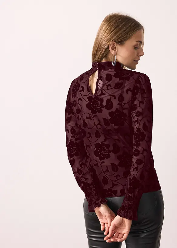 Maglia a maniche lunghe leggermente trasparente, bonprix