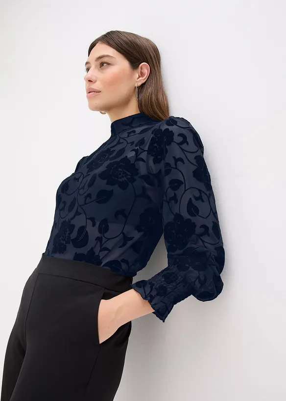 Maglia a maniche lunghe leggermente trasparente, bonprix