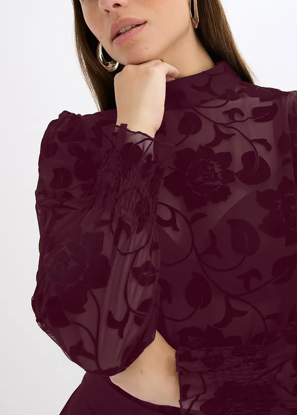 Maglia a maniche lunghe leggermente trasparente, bonprix