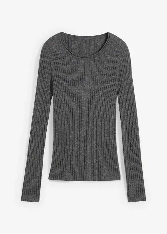 Maglione a costine in lana merino, bonprix