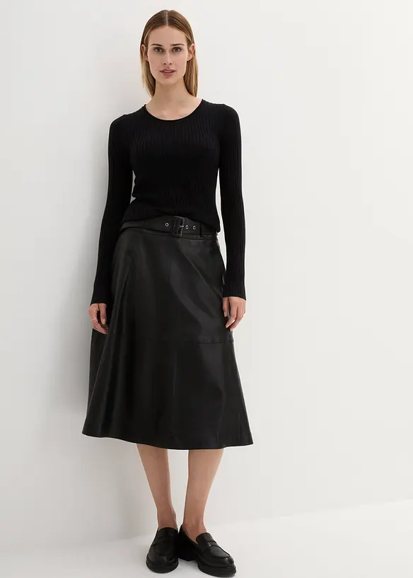 Maglione a costine in lana merino, bonprix