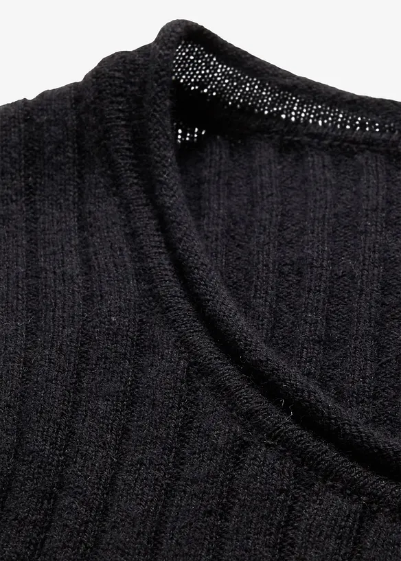 Maglione a costine in lana merino, bonprix