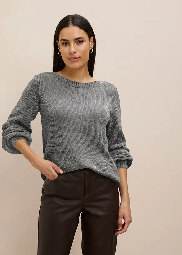 Maglione lungo in ciniglia, bonprix