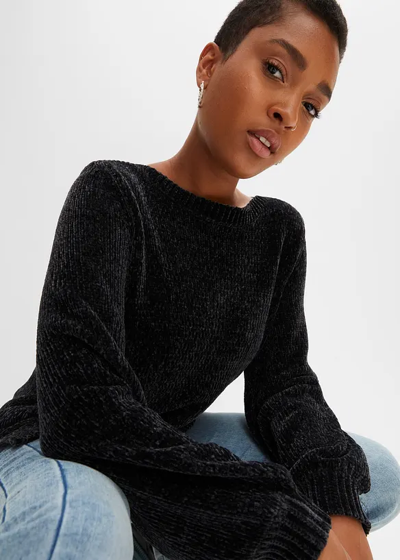 Maglione lungo in ciniglia, bonprix