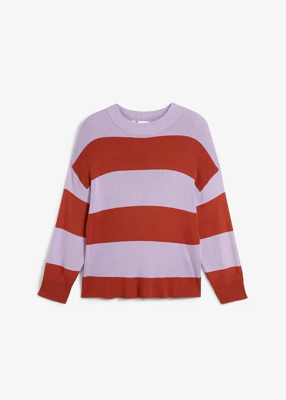 Maglione con scollo rotondo in maglia fine color block, bonprix