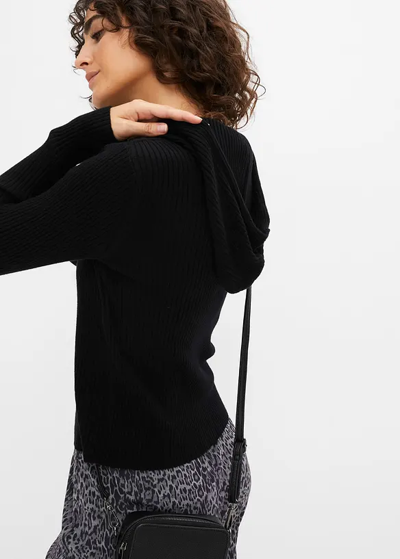 Maglione morbido con cappuccio, bonprix