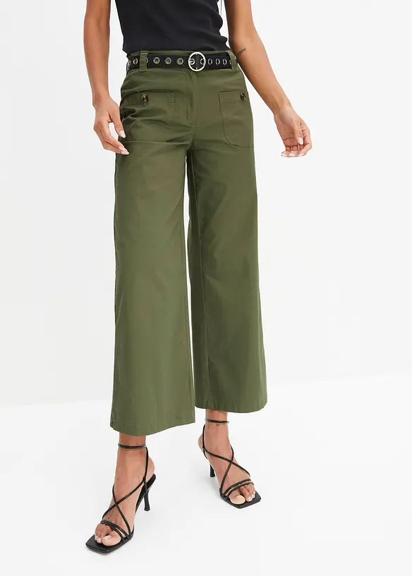 Pantaloni wide leg con cinta comoda, vita alta, bonprix