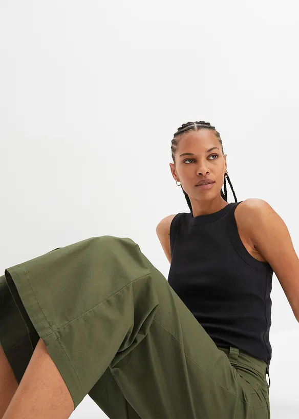 Pantaloni wide leg con cinta comoda, vita alta, bonprix