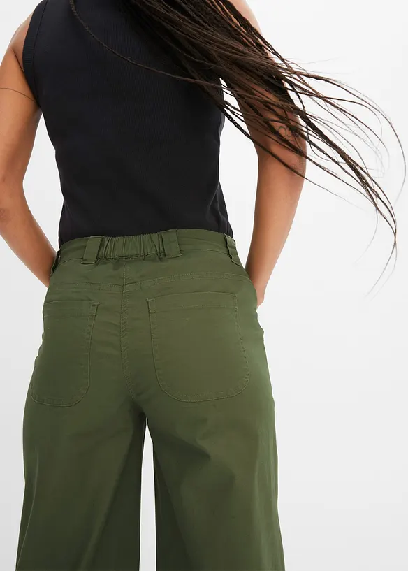 Pantaloni wide leg con cinta comoda, vita alta, bonprix