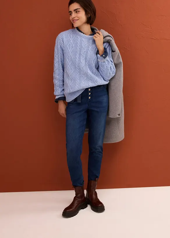 Jeans termici boyfriend con interno morbido, vita media, bonprix