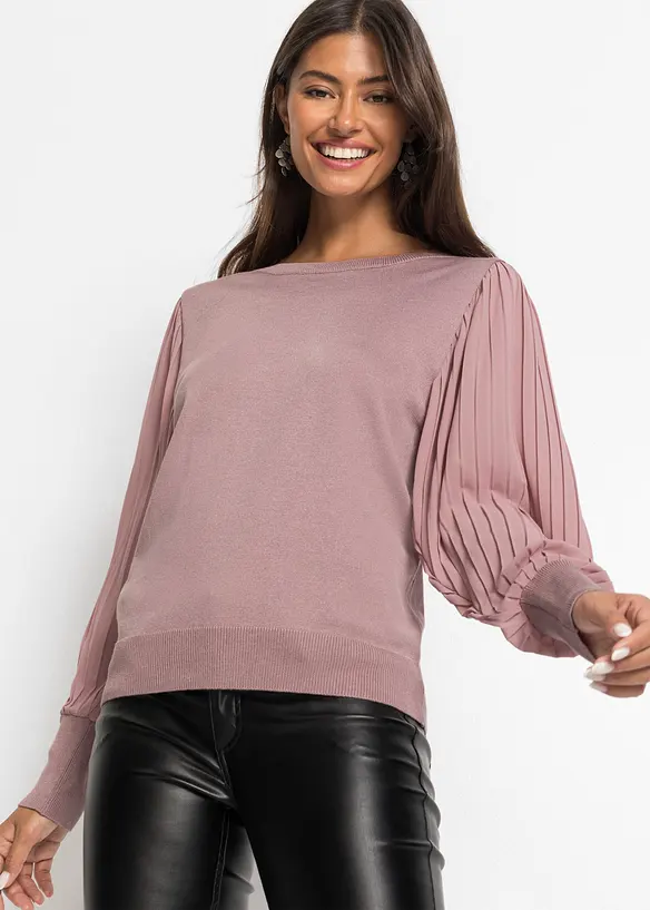 Maglione in filato fine di misto viscosa morbido, bonprix