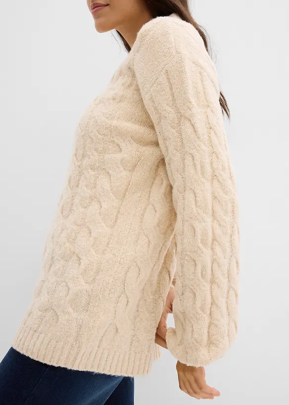 Maglione oversize con lavorazione a trecce, bonprix