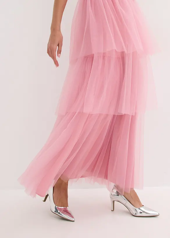 Abito da sera con pizzo e gonna in tulle fine, bonprix