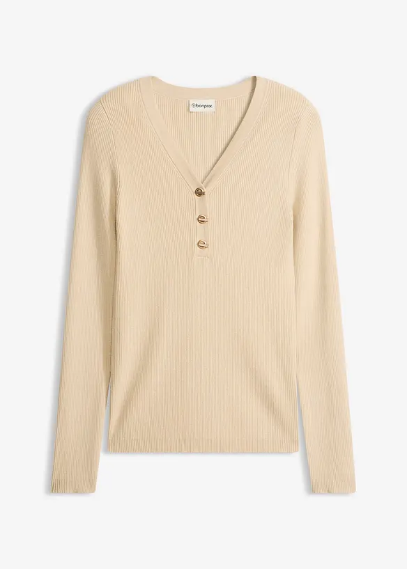 Maglione a coste con viscosa, bonprix