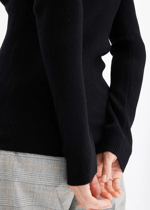 Maglione a coste con viscosa, bonprix