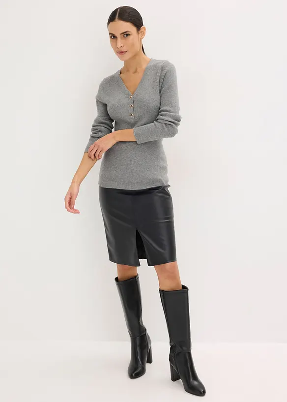 Maglione a coste con viscosa, bonprix