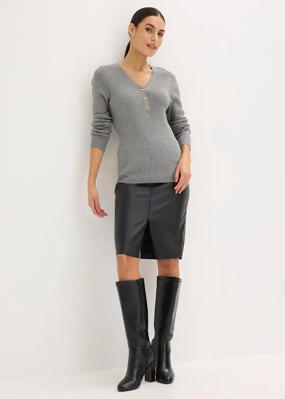 Maglione a coste con viscosa, bonprix