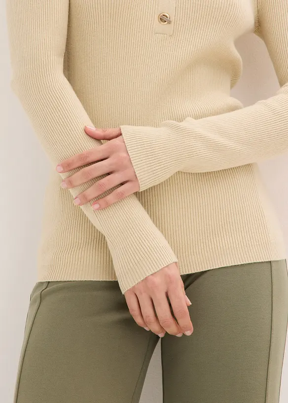 Maglione a coste con viscosa, bonprix