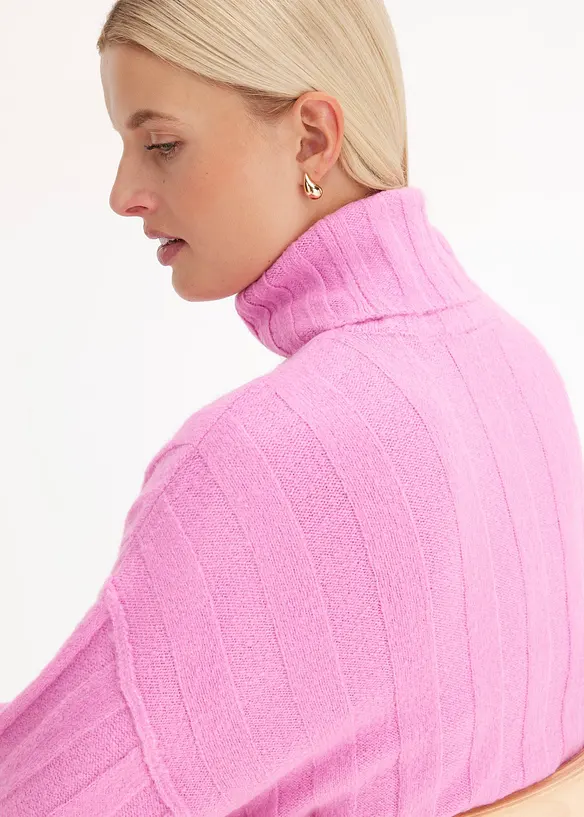 Maglione a coste a collo alto, bonprix