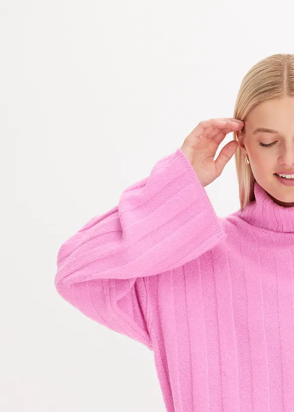 Maglione a coste a collo alto, bonprix