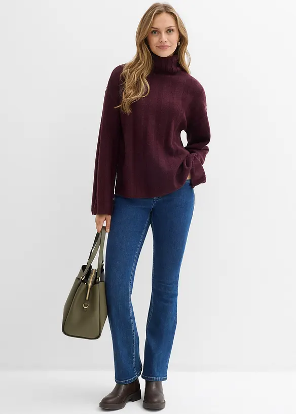 Maglione a coste a collo alto, bonprix