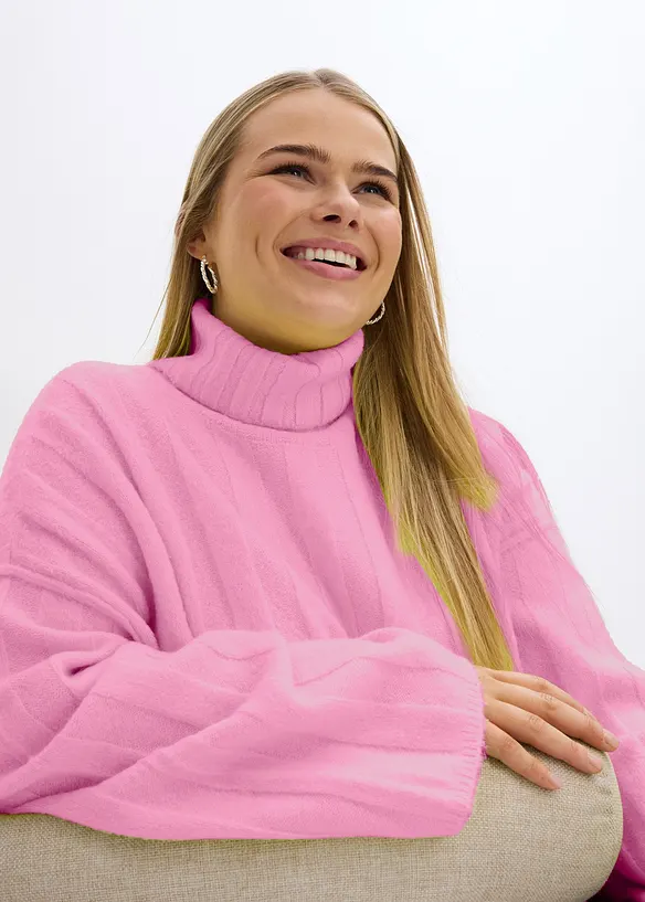 Maglione a coste a collo alto, bonprix