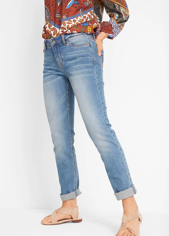 Jeans elasticizzati straight, vita media, bonprix