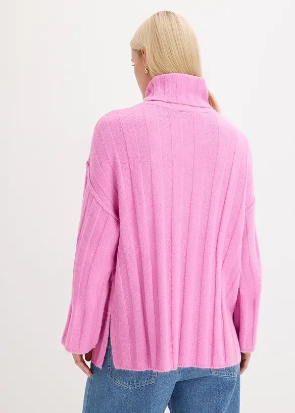 Maglione a coste a collo alto, bonprix